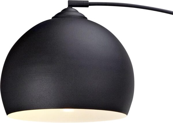 Teamson Home Standing Floor Lamp for Living Room, Arquer 170cm Tall Lamp, Bedroom Lighting, Living Room Accessories with Faux Black Marble Base and Black Bell Shade - Image 5