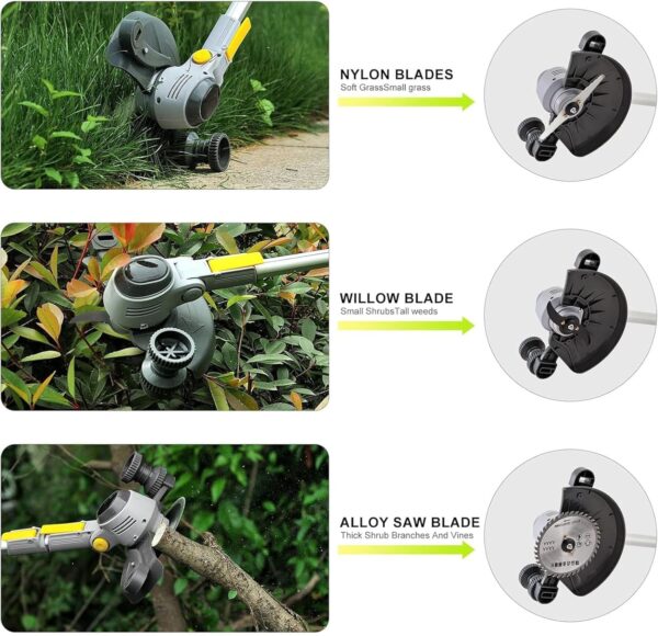 Cordless Strimmer, Electric Garden Strimmer with 2 x 21V 4000mAh Batteries, 3 Types Blades, 1-54cm Retractable Lawn Mower Grass Strimmer, for Garden Lawn 21B - Image 5