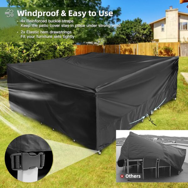 COMLAX FIELD Garden Furniture Covers 260x260x110cm, Outdoor Furniture Covers Waterproof, Large Rectangular Garden Table Cover, Windproof & Dustproof, Anti-UV Patio Furniture Cover - Image 4