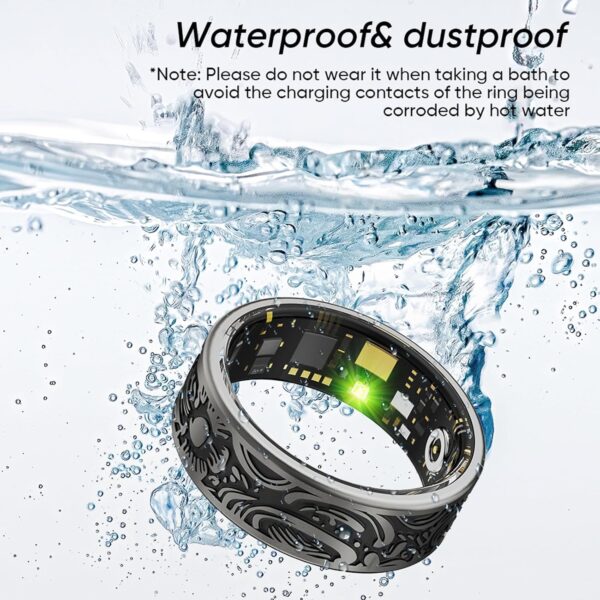 findtime Smart Ring Heart Rate Monitor Sleep Ring Fitness Tracker Blood Pressure Ring Blood Oxygen Step Counter Calories Pedometer Waterproof Health Retro Vintage Smart Rings for Men Women - Image 6