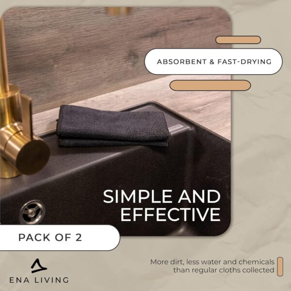 ENA Living Black Microfibre Cloth, Efficient Dusters For Cleaning, Uses Less Water & Chemicals, Picks Up More Dirt, Ideal For Car Cleaning, Window Cleaner, Durable & Effective Dusters For Cleaning - Image 5