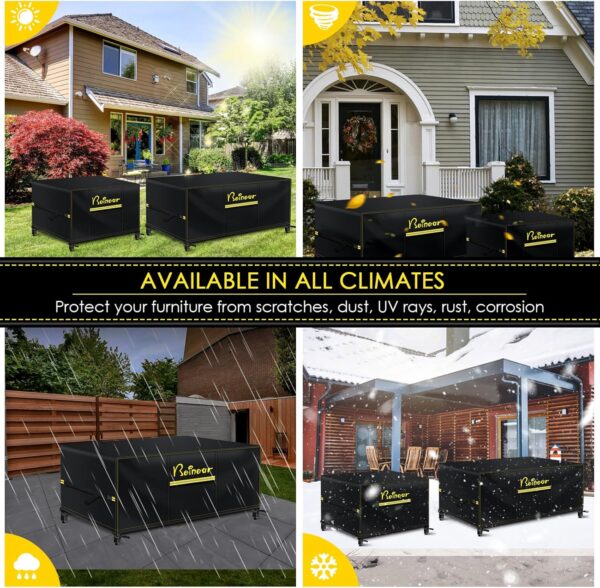 Beinear Garden Furniture Cover Waterproof Rectangular 185 x 122 x 72 cm, Outdoor Patio Rattan Sofa Table and Chair Set Cover with Air Vent, Windproof Buckles, Anti UV/Tear 420D Oxford Fabric - Image 8