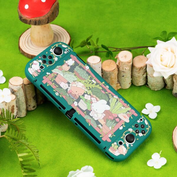 GeekShare Protective Case Slim Cover Case Compatible with Switch OLED and JC Handle - Shock-Absorption and Anti-Scratch Skin Case for OLED Switch - Bunny Garden - Image 8