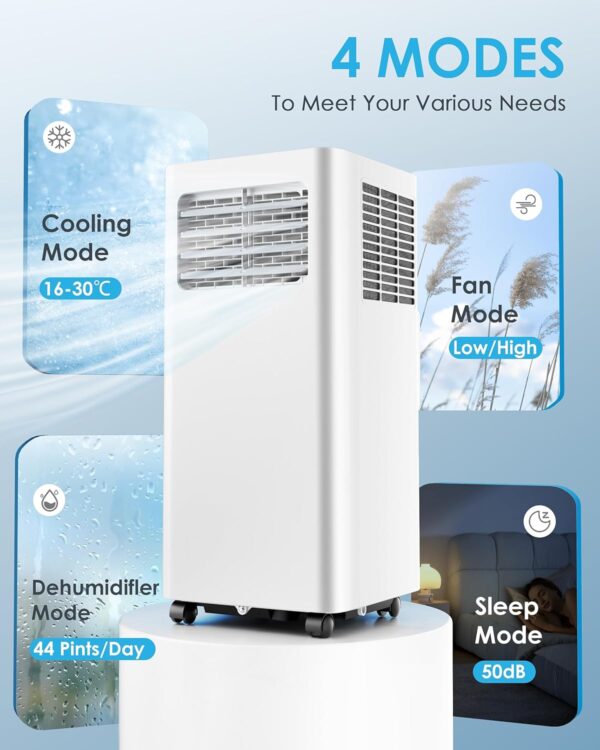 Air Conditioning Unit - Portable Air Conditioner, 4-in-1 - Cooling, Fan, Dehumidifier & Sleep Mode | Remote Control, Digital Display, 24H Timer,Window Kit,Energy Efficient | Covers 215 sq.ft - Image 4