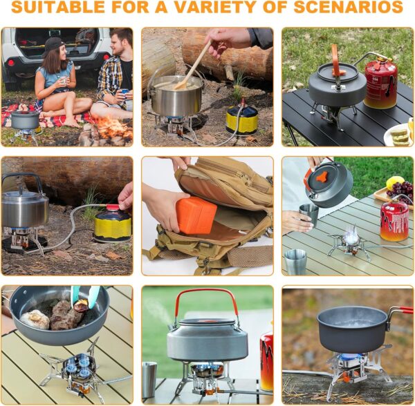 Adiwo Camping Stove Portable, Windproof Backpacking Burner, 3500W Rocket Gas Stove With Piezo Ignition, Foldable for Outdoor Hiking, Picnic, Trekking, BBQ - Image 8