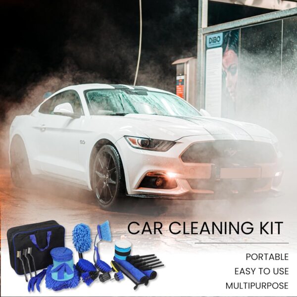 Bemece 29 Piece car detailing kit, car cleaning kit for Cleaning Wheels, Interior, Exterior, Leather, Dashboard, Vents (Blue)… - Image 8