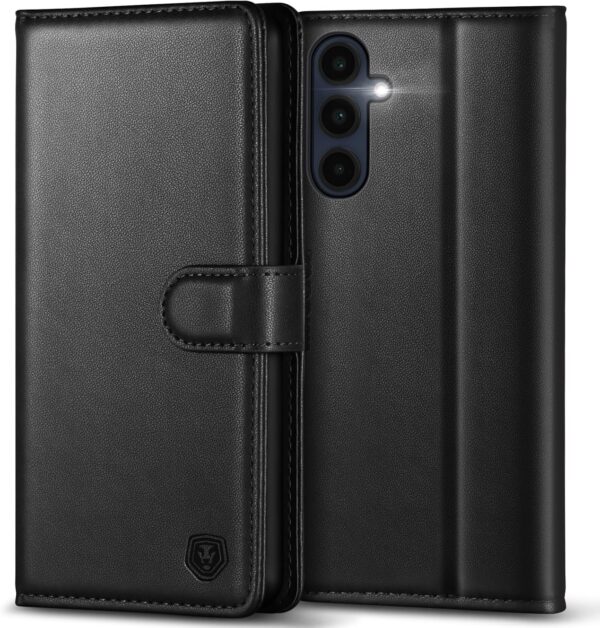 Kuafcase for Samsung A16 Case with 4 Card Slots Magnetic Closure Kickstand Shockproof Protective Phone Case for Samsung A16 - Black - Image 2