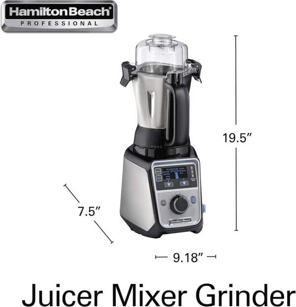Hamilton Beach Professional 4-in-1 Juicer Mixer Grinder, Commercial-Grade 1400 Watt Motor, 3 Leakproof Jars, For Wet and Dry Spices, Chutneys and Curries, Engineered in India & USA (58770), Stainless - Image 9
