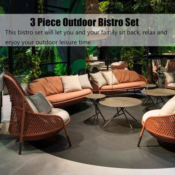 3 Piece Outdoor Patio Furniture Sets，PE Wicker Patio Chairs Outdoor Modern Conversation Sofa Set For Deck Yard Porch(Orange) - Image 3