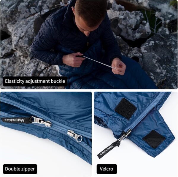 Naturehike 190×72cm CW295 Ultralight down sleeping bag Adult rectangular camping sleeping bag 650FP Can be spliced Comes with waterproof compression bag -8℃~11℃ - Image 6