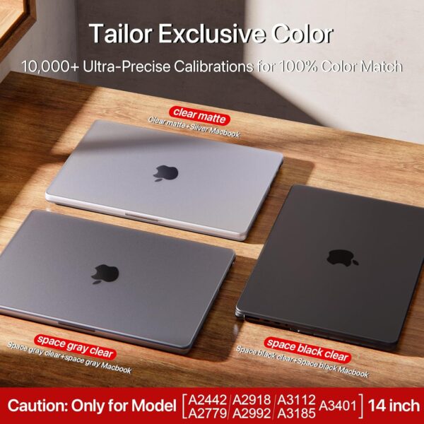 Soonjet for MacBook Pro 14 inch Case 2024-2021 M4 M3 M2 M1 Pro/Max [100% Match Official Color] A3401 A3112 A2992 A2918 A2779 A2442 Matte Cover Protective Hard Shell Case Laptop - Space Black Clear - Image 6