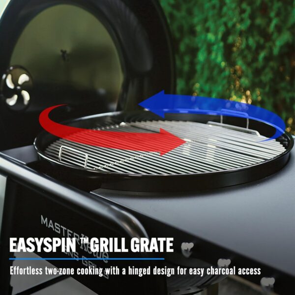 SnS Grills MasterKettle Charcoal Grill and Smoker with Patented Slow 'N Sear Deluxe Insert, EasySpin Grate for Two-Zone Cooking and Integrated Table, Low 'N Slow Smoking and BBQing - Black - Image 3