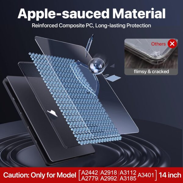 Soonjet for MacBook Pro 14 inch Case 2024-2021 M4 M3 M2 M1 Pro/Max [100% Match Official Color] A3401 A3112 A2992 A2918 A2779 A2442 Matte Cover Protective Hard Shell Case Laptop - Space Black Clear - Image 9