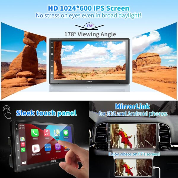 ATOTO F7 WE 7 inch Touchscreen Double DIN Car Stereo, Wireless CarPlay & Wireless Android Auto, Bluetooth Car Radio, RDS/FM/AM, MirrorLink, HD Live Rearview, Quick Charge, Voice Control, F7G2B7WE - Image 5