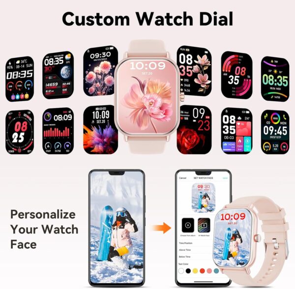 Haulvean Smart Watch for Men Women Answer/Make Calls,1.85''HD Smartwatch with Pedometer 24/7 Heart Rate SpO2 Sleep Monitor,110+ Sports Fitness Watch,IP68 Waterproof Activity Tracker for Android iOS - Image 7