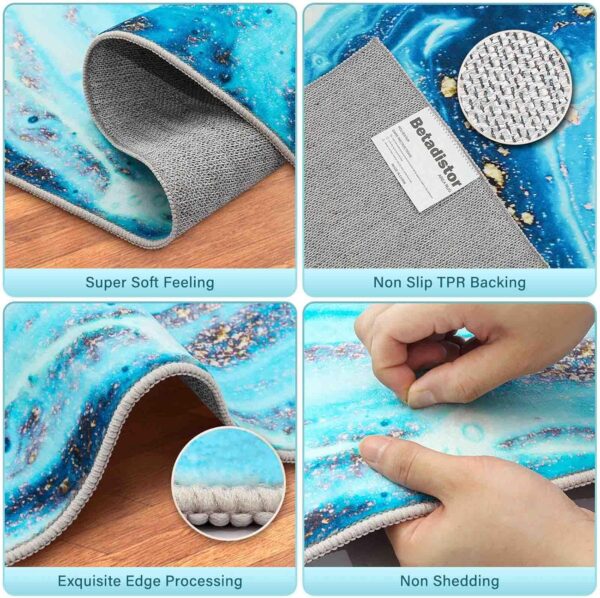 Betadistor Area Rugs Abstract Rug Home Modern Rugs Chic Ink Splash Soft Carpet Non-slip Carpets Area rug for Living room, Bedroom, Office and Indoor Decoration 60x90 CM, Blue, 306-04060 - Image 9