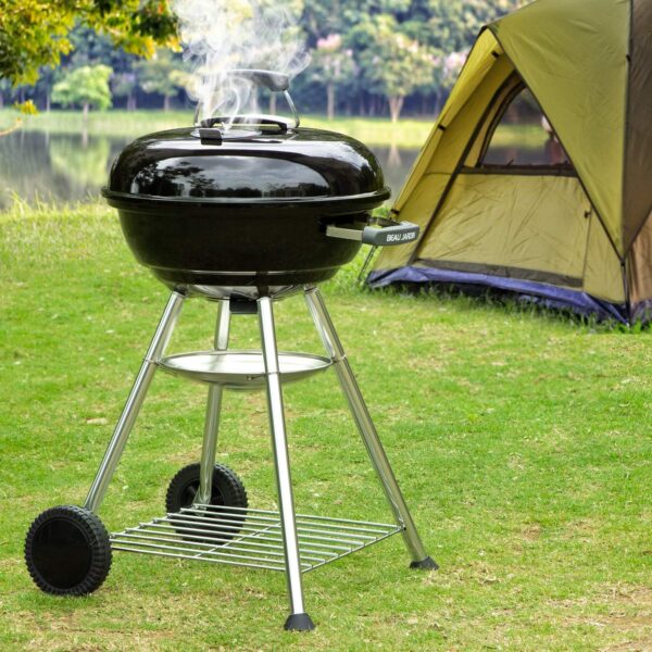 BEAU JARDIN Premium 18.1 Inch Charcoal Grill for Outdoor Cooking Barbecue Camping BBQ Coal Kettle Grill Tailgating Portable Heavy Duty Round with Thickened Grilling Bowl with Wheels BG231 - Image 7
