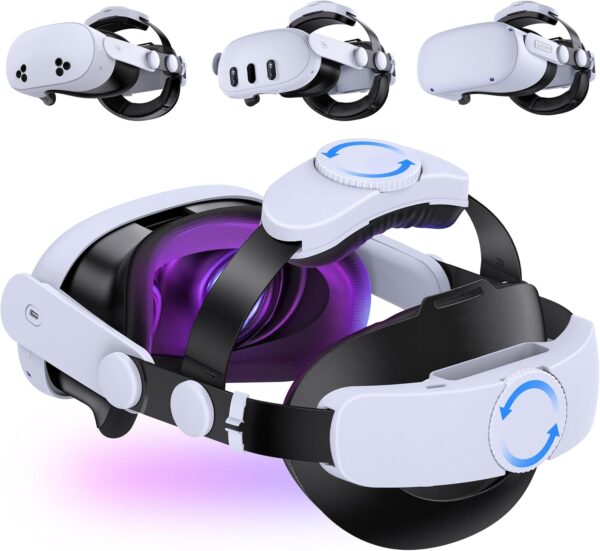 Lightweight Liftable Head Strap for Meta Quest 3/3S/Meta Quest 2,VR Headset Elite Strap Replacement for Oculus Quest 3/3S/2 Accessories,Pressure-Reduce Headstrap with All-Directional Adjust Wheel Knob - Image 2