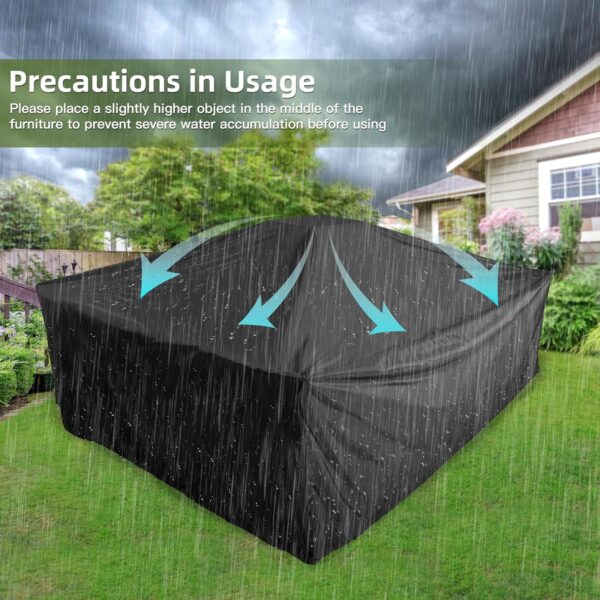 COMLAX FIELD Garden Furniture Covers 260x260x110cm, Outdoor Furniture Covers Waterproof, Large Rectangular Garden Table Cover, Windproof & Dustproof, Anti-UV Patio Furniture Cover - Image 7