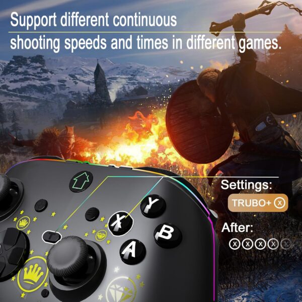 falafaso Switch Game Controller, Wireless Controller for Switch/Lite/OLED, Switch Joystick with RGB lights, Programmable Buttons, Turbo Function, Gyro Axis and Vibration(Diamond) - Image 5