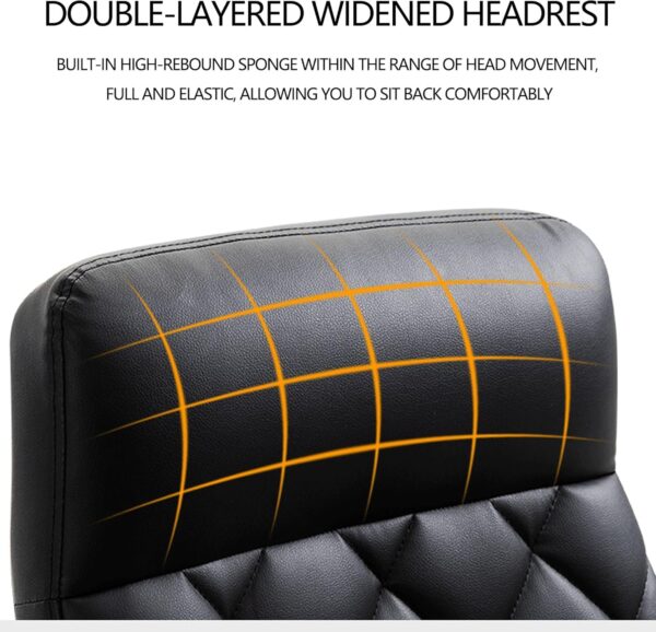 Ergonomic Gaming Chair with Massage Function, Footrest, 360° Swivel, Quiet Wheels, Wide Headrest & Armrests - Ideal for Office, Home, Study, Executive Use - Image 5