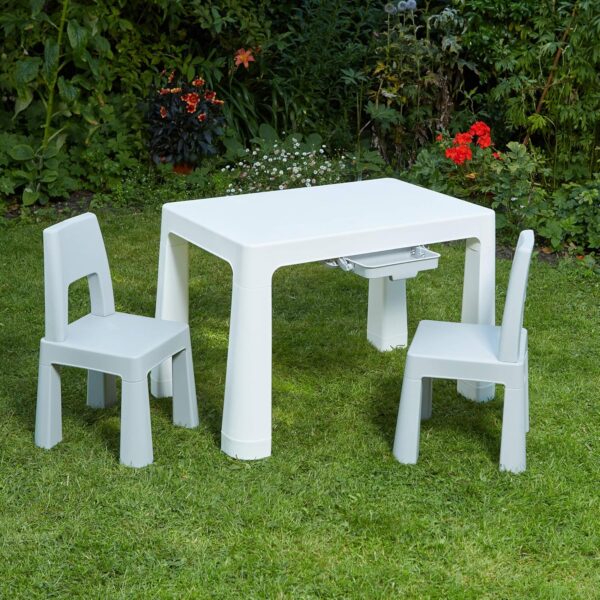 Liberty House Toys BS-8817W Kids White and Grey Height Adjustable Table and 2 Chairs, 49-54cm H x 50cm W x 78cm D - Image 5