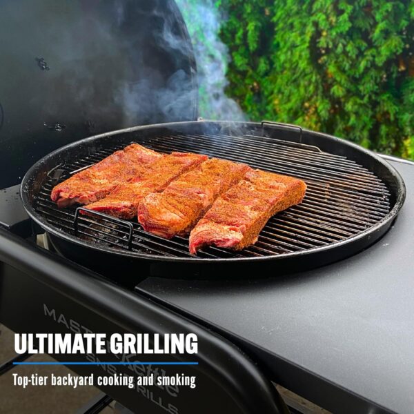 SnS Grills MasterKettle Charcoal Grill and Smoker with Patented Slow 'N Sear Deluxe Insert, EasySpin Grate for Two-Zone Cooking and Integrated Table, Low 'N Slow Smoking and BBQing - Black - Image 4