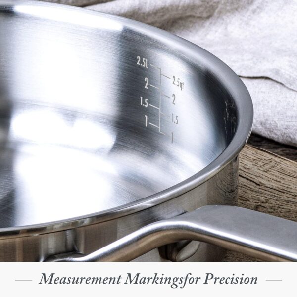 Merten & Storck Tri-Ply Stainless Steel Induction 14 Piece Cookware Pots and Pans Set, Includes Frying Pans, Saucepans, Stockpot, Lids, Steamer, Multi Clad, Induction, Oven Safe, Silver - Image 7