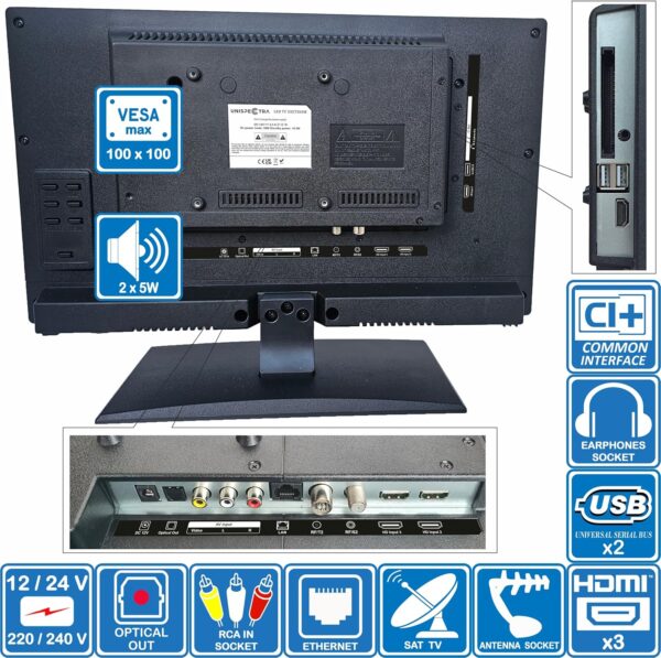 Unispectra ® 22” 12v Smart TV (webOS) ELED Full HD 240v 24v 12v Freeview & SAT Tuner, 3x HDMI, 2x USB, Magic Remote. 12V TVs for Motorhomes, Campervan, Caravan TV, Truck, Van, Boat - Image 7