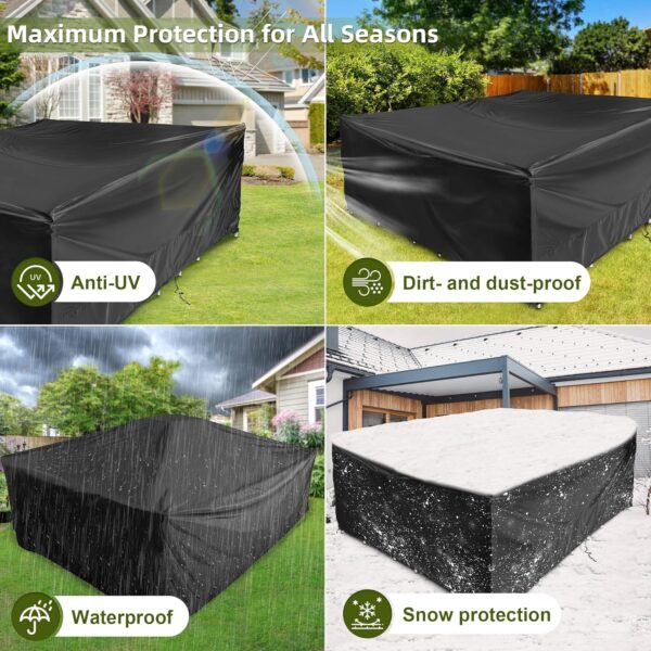 COMLAX FIELD Garden Furniture Covers 260x260x110cm, Outdoor Furniture Covers Waterproof, Large Rectangular Garden Table Cover, Windproof & Dustproof, Anti-UV Patio Furniture Cover - Image 8
