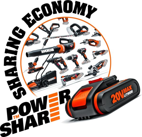 WORX WG157E.9 Lightweight Cordless Grass Trimmer - 20V Tool Only with AutoFeed and Easy Grip Handle, 2-in-1 Edge Trimmer, Part of WORX PowerShare Battery System (No Battery or Charger) - Image 5