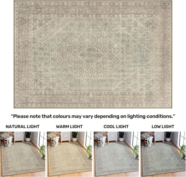 Arty Rugs Machine Washable Rug, 240x330cm, 75% Recycled Cotton, Short Pile, Non-Slip Backing, Non-Shedding, Area Rugs for Living Room, Bedroom, Kitchen, Hallway, Office, Vintage Sand - Image 8