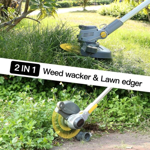 Cordless Strimmer, Electric Garden Strimmer with 2 x 21V 4000mAh Batteries, 3 Types Blades, 1-54cm Retractable Lawn Mower Grass Strimmer, for Garden Lawn 21B - Image 3