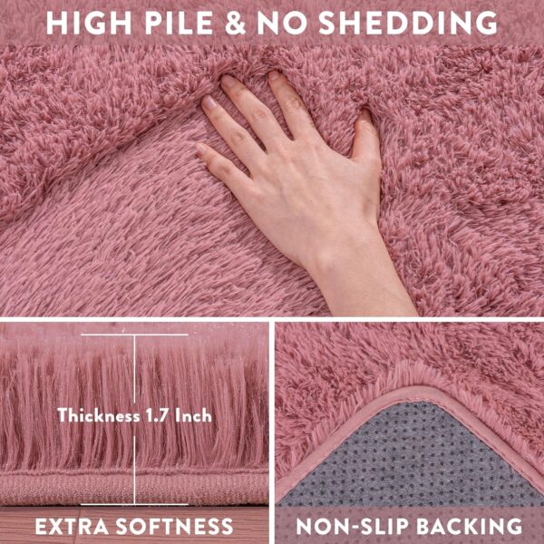 8x10 Large Area Rugs for Living Room, Soft Fluffy Blush Pink Carpet, Thick Comfy Furry Plush Rug for Bedroom Girls Kids Room, Non-Slip Modern Indoor Floor Shag Rug for Nursery Home Decor - Image 4