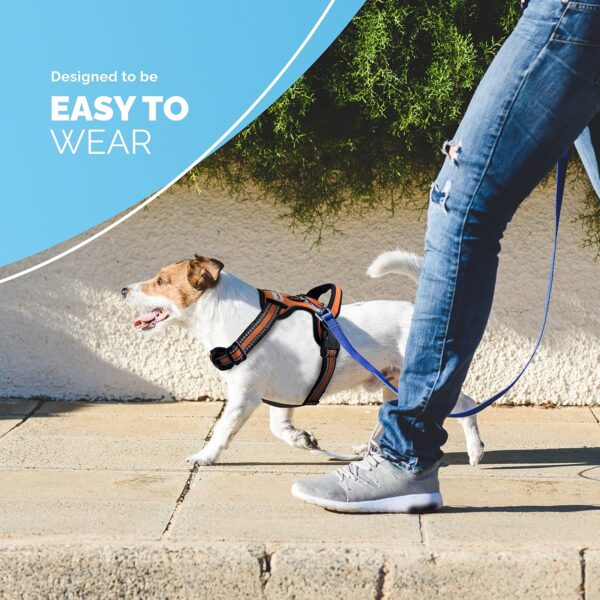 FurDreams Dog Harness – Secure Padded Vest Harness, Comfortable Material with Reflective Strips, Non-Restrictive, No Choke Fit with 4 Adjustable Straps, No Pull, Clip On Easy (Small, Orange) - Image 6