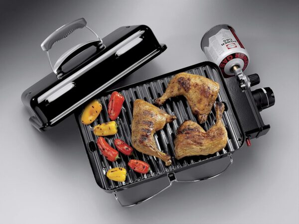 Weber Go-Anywhere Gas Grill, 42 x 26cm Grill Area, Lightweight Portable BBQ Grill, Table Camping Grill with Porcelain-Enamelled Bowl & Lid, Folding Legs - Black (1141056) - Image 14